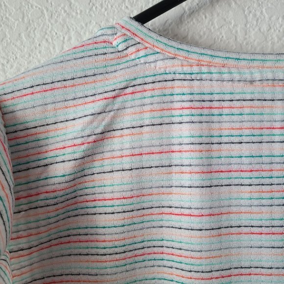 LOFT Petites US Women's Size XLP Rainbow Striped Flutter Sleeve Dress Stretch - Picture 4 of 11